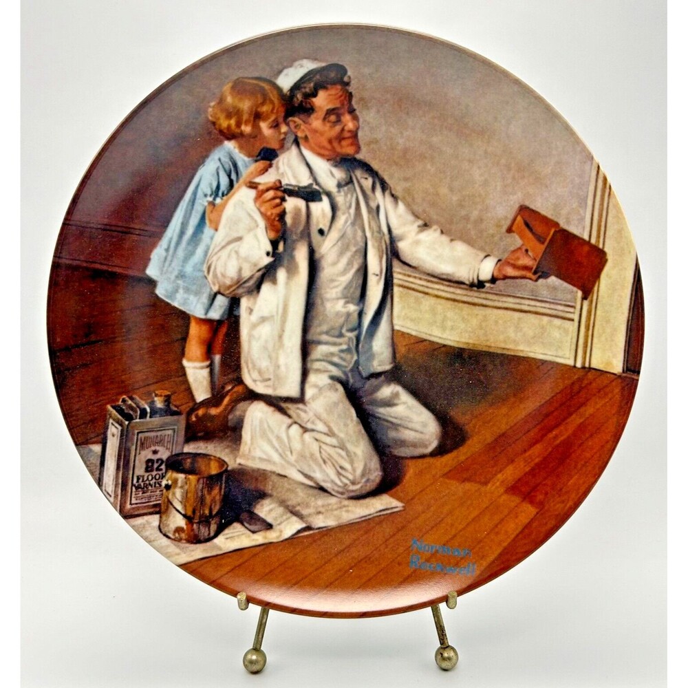VINTAGE Knowles Norman Rockwell "The Painter" 8" Heritage Plate 1983 w Box & COA